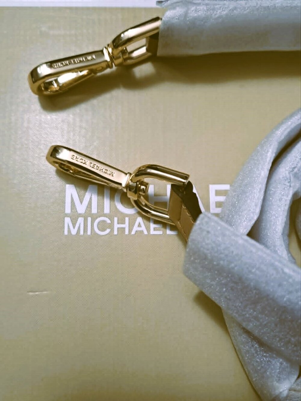 Brand New Michael Kors Crossbody Purse Strap Tan & Gold -Genuine Leather